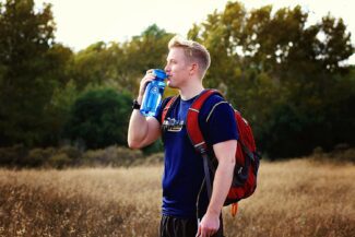 Lunatec Aquabot sport water bottle - a pressurized mister, camp shower and hydration in one. Portable running water for your pocket 3