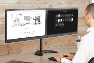 VIVO Dual LED LCD Monitor Free-Standing Desk Stand for 2 Screens up to 27 inches VESA - 4