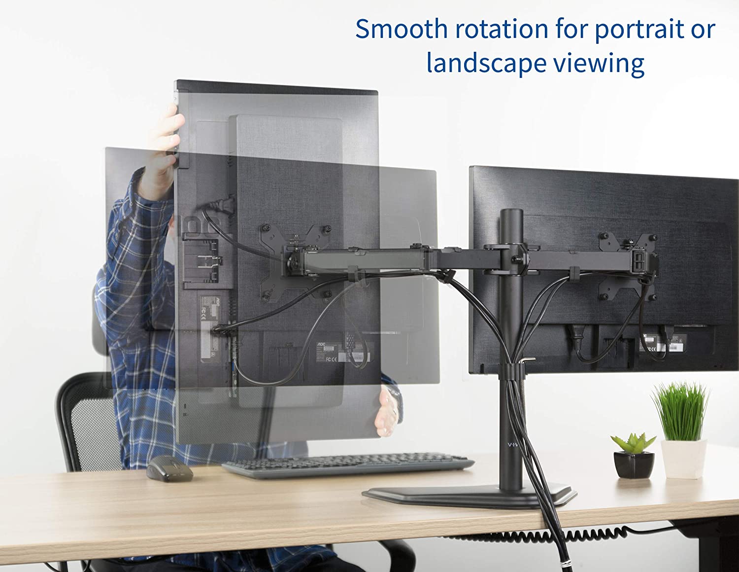 VIVO Dual LED LCD Monitor Free-Standing Desk Stand for 2 Screens up to 27 inches VESA - 6